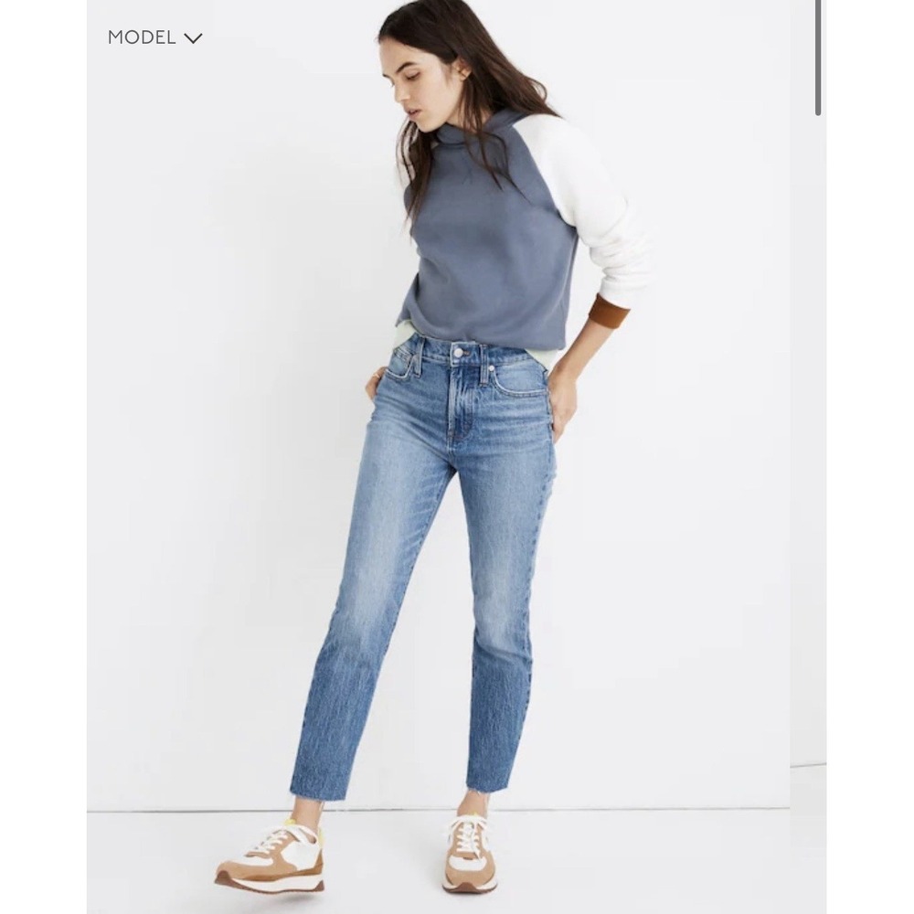Madewell The Perfect Vintage Jean Raw Hem Enmore Wash 32 High Rise Tapered MB406